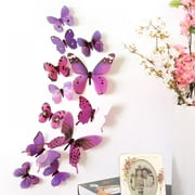 3D Butterfly Wall Stickers Decor 12 Pcs Luminous Colorful Butterfly Wall Decals for Kids Girls Baby Women Bedroom Living Room Wall Art Decor Removable Mural Sticker Butterflies Wall Art Decorations